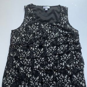 Fashion Bug Black/Silver Lace Floral Top